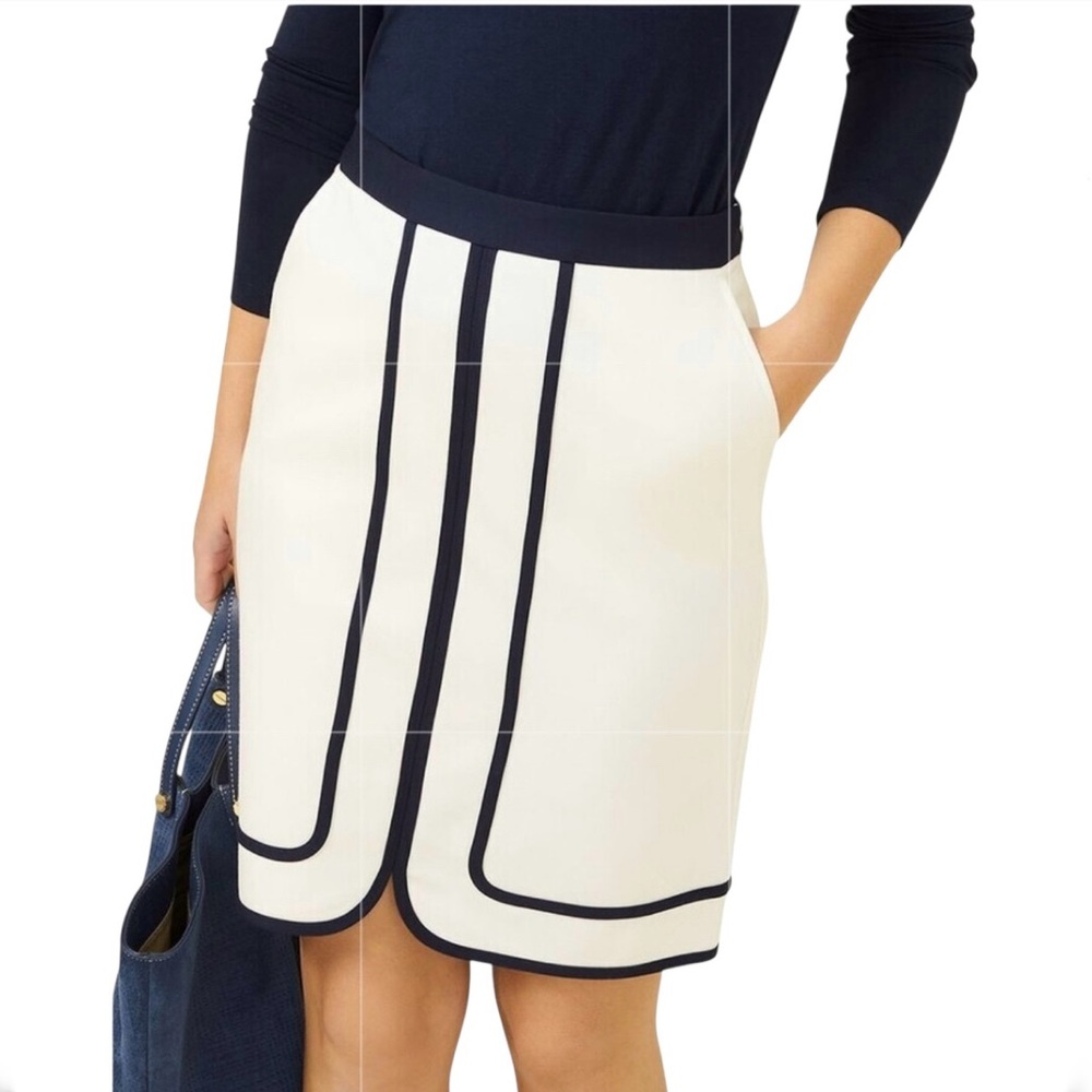 J. McLaughlin Marf Skirt Navy Blue & White - Picture 1 of 6